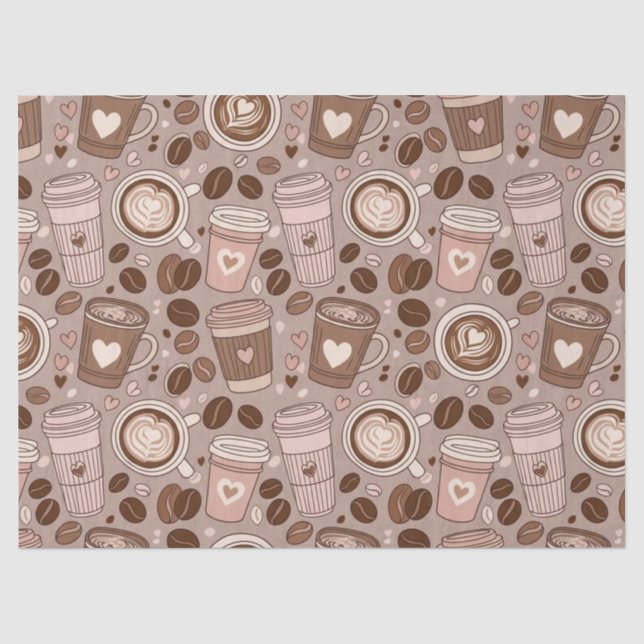 Papel De Seda Padrão de Xícara de Café Aconchegante (6) (Frente )