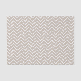 Papel De Seda Padrão de Zigue-Zague Chevron Ondulado Bege e Bran