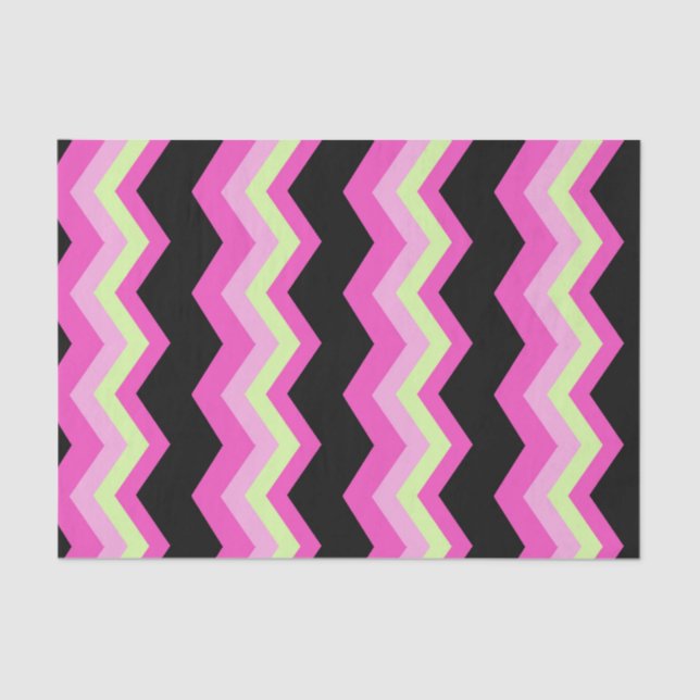 Papel De Seda padrão de zigzag preto fuchsia chevron (Frente )