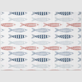 Papel De Seda Padrão Decorativo do Peixe de Sardinha do Mediterr