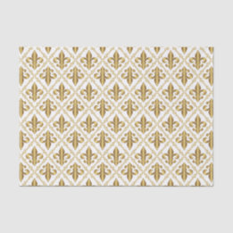 Papel De Seda Padrão Decorativo Flor-de-Lis Dourada