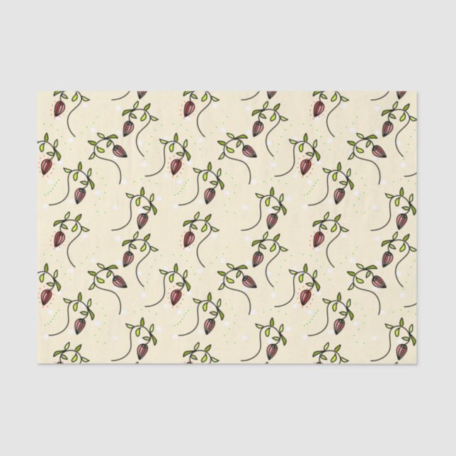 Papel De Seda Padrão decorativo verde-oliva (Frente )