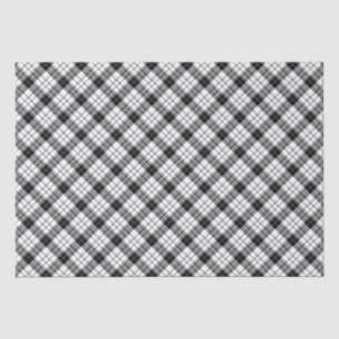 Papel De Seda Padrão diagonal da xadrez do flanela preto-e-branc
