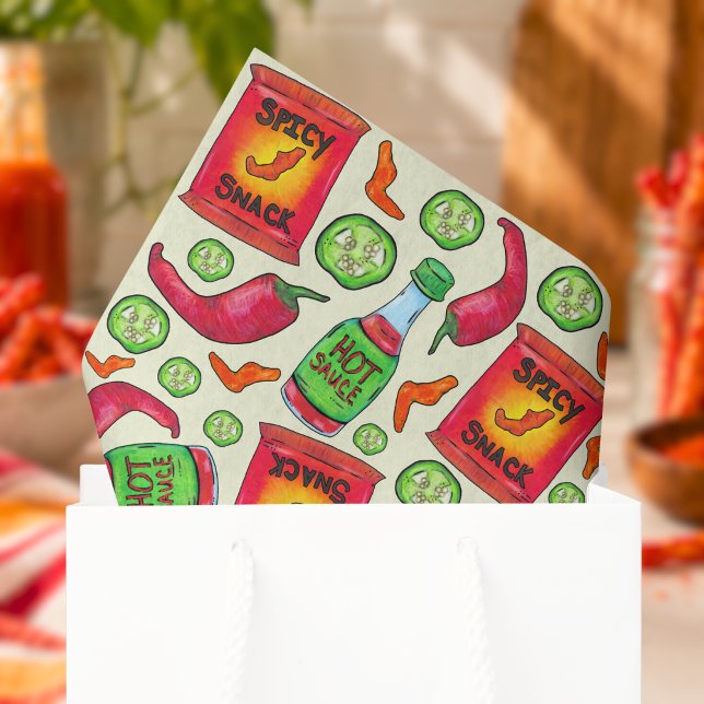 Papel De Seda Padrão Divertido de Comida Apimentada (Criador carregado)