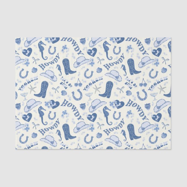 Papel De Seda Padrão Divertido de Cowgirl Costeira (Frente )