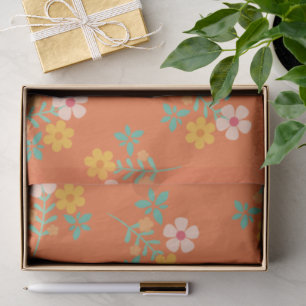 Papel De Seda Padrão do Buquê de margarida de laranja retrorada
