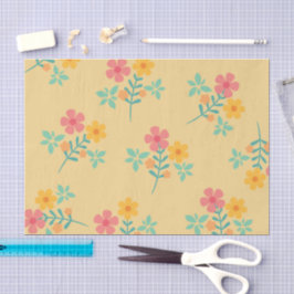 Papel De Seda Padrão do Buquê Retro Daisy em Amarelo
