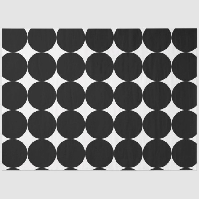 Papel De Seda Padrão do Círculo Geométrico Retro Branco Preto (Frente )