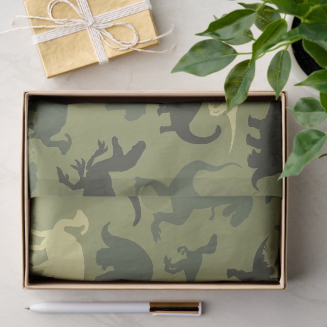 Papel De Seda Padrão do Dinossauro, Silhueta do Dinossauro, Dino (Presente)