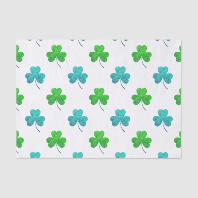 Papel De Seda Padrão do Shamrock de Aquarela (Frente )