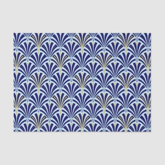 Papel De Seda Padrão do ventilador Art Deco - cobalto e azul (Frente )
