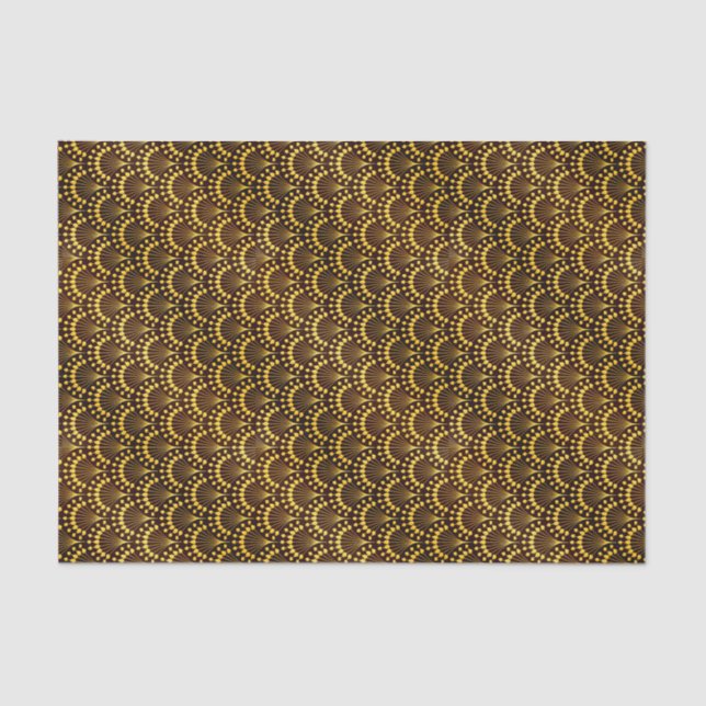 Papel De Seda Padrão do ventilador Dourado Art Deco (Frente )