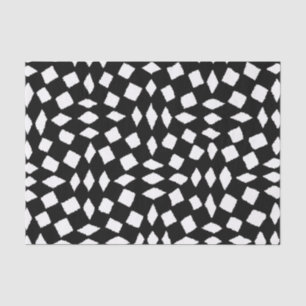 Papel De Seda Padrão do Verificador Branco Retro Abstrato Modern