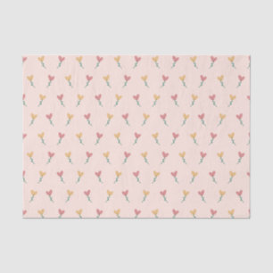 Papel De Seda Padrão Doce de Coração de Flor de Pêssego Pastel F