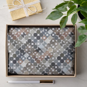 Papel De Seda Padrão dos círculos castanhos das Cinzas bege-chic