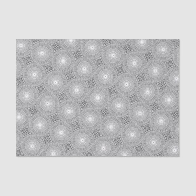 Papel De Seda padrão dos círculos de espiral das cinzas (Frente )