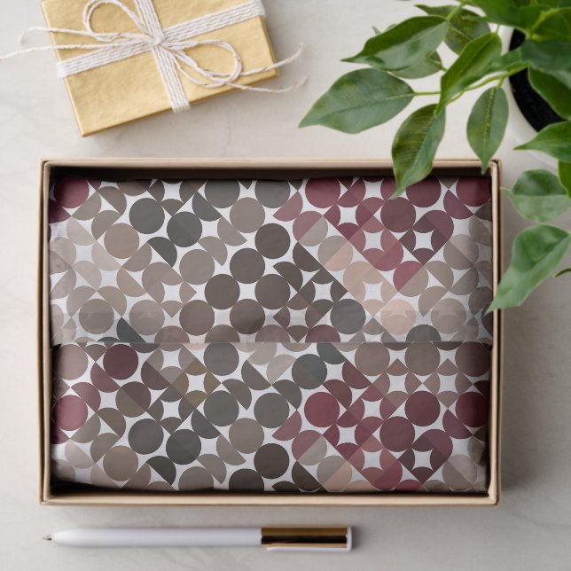 Papel De Seda Padrão dos Círculos Vermelhos do Chic Mauve Taupe  (Presente)