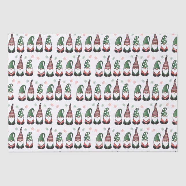 Papel De Seda Padrão dos Gnomos de Natal (Frente )