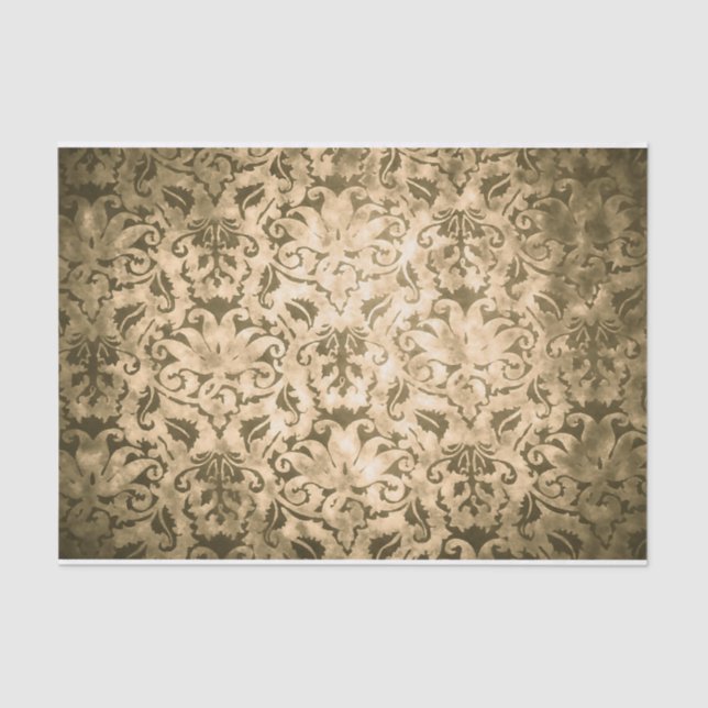 Papel De Seda Padrão Dourado brilhante e sombreado do Damasco se (Frente )