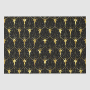 Papel De Seda Padrão Dourado de Arte Brilhante em Preto