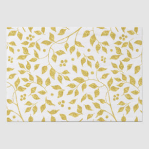 Papel De Seda Padrão Dourado de folhas