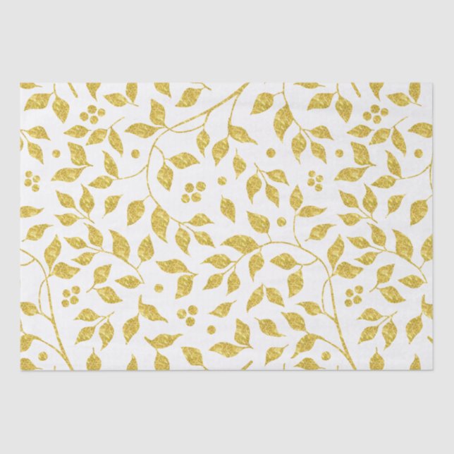 Papel De Seda Padrão Dourado de folhas (Frente )