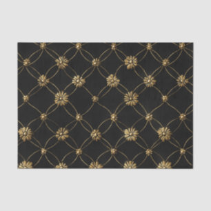 Papel De Seda Padrão Dourado de luxo em fundo preto