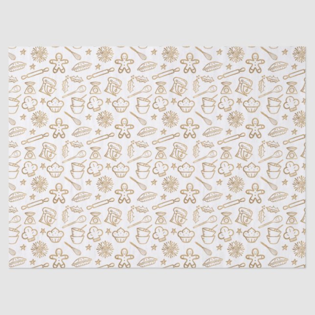 Papel De Seda Padrão Dourado de Natal para Shimmering Festivo (Frente )