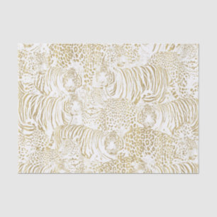 Papel De Seda Padrão Dourado de Tigre-Leopardo