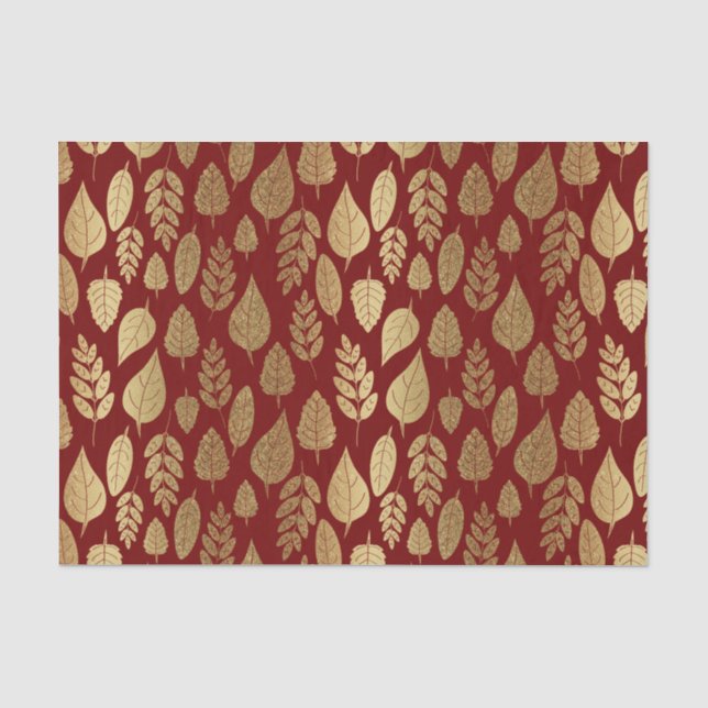 Papel De Seda Padrão Dourado e vermelho de folha (Frente )