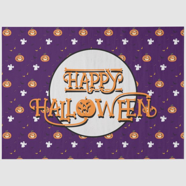 Papel De Seda Padrão e mensagem de Halloween (Frente )