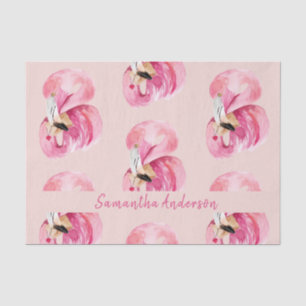 Papel De Seda Padrão e nome do Flamingo, cor-de-água rosa exótic
