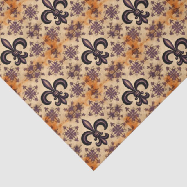 Papel De Seda Padrão Elegante de Decoupage Preto e Laranja (Detalhes )