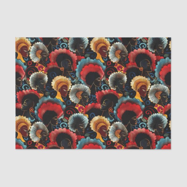 Papel De Seda Padrão Elegante de Mulher Étnica Africana (Frente )