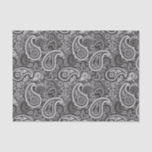 Padrão Elegante de Paisley Branco Preto