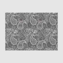 Papel De Seda Padrão Elegante de Paisley Branco Preto