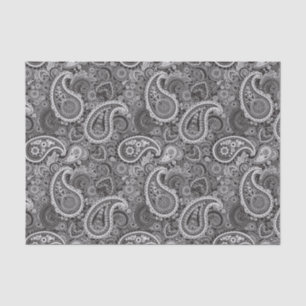 Papel De Seda Padrão Elegante de Paisley Branco Preto