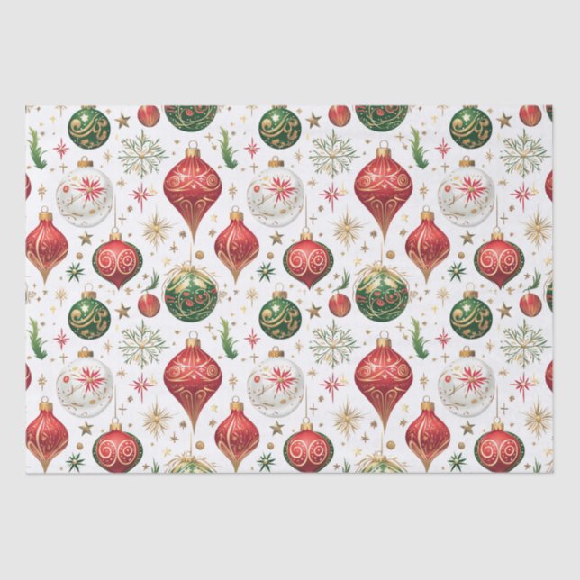 Papel De Seda "Padrão Elegante do Enfeites de natal Invisível (Frente )