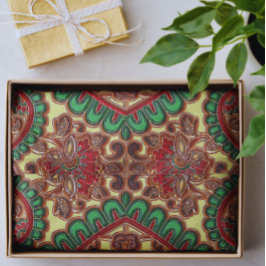 Papel De Seda padrão elegante paisley vitoriano vermelho verde d