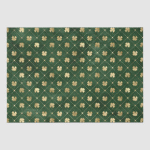 Papel De Seda Padrão Elegante Verde e Dourado Shamrock
