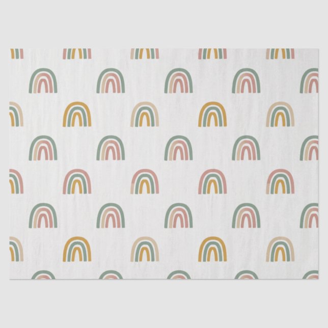 Papel De Seda Padrão escandinavo arco-íris boho atenuado  (Frente )