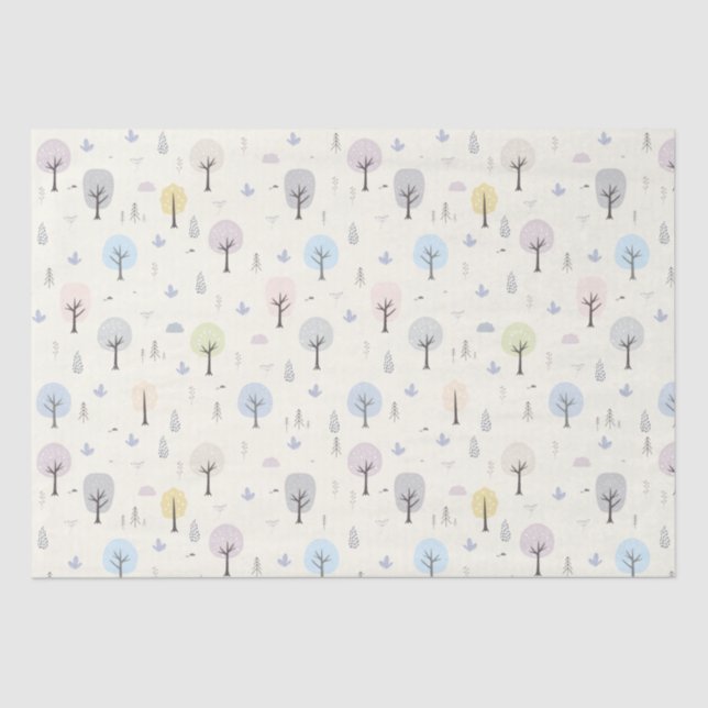 Papel De Seda Padrão Escandinavo da Floresta Sem Olhos (Frente )