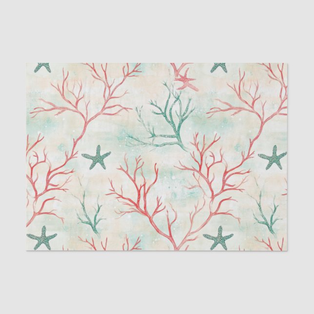 Papel De Seda Padrão Estrela de Concha do Mar (Frente )