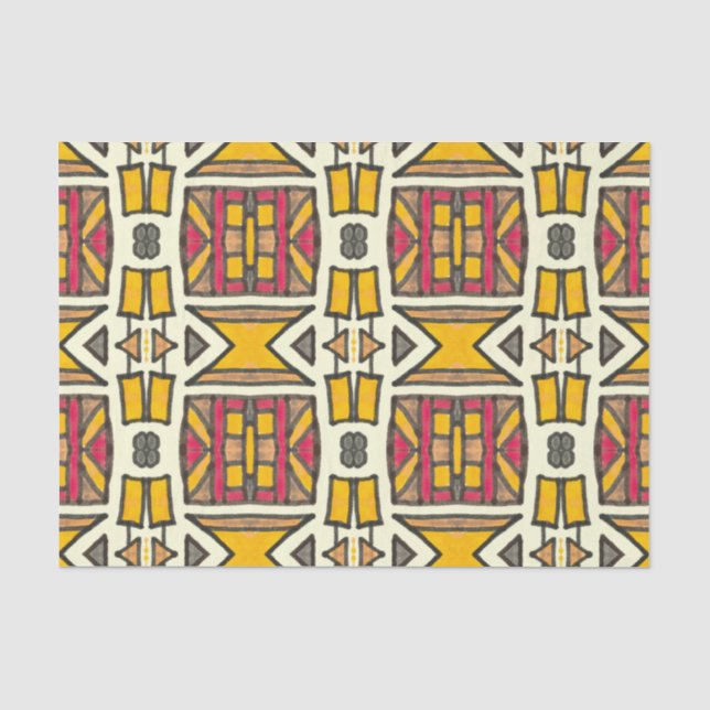Papel De Seda Padrão Etnico Geométrico Primitivo (Frente )