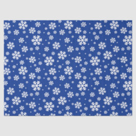 Papel De Seda Padrão Festivo de Flocos de Neve de Inverno Azul e