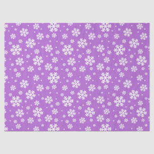 Papel De Seda Padrão Festivo de Flocos de Neve de Inverno Roxo e