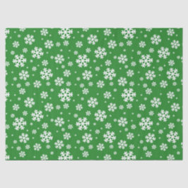 Papel De Seda Padrão Festivo de Flocos de Neve de Inverno Verde 