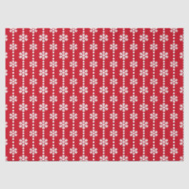 Papel De Seda Padrão Festivo de Flocos de Neve Vermelhos e Branc