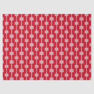 Papel De Seda Padrão Festivo de Flocos de Neve Vermelhos e Branc