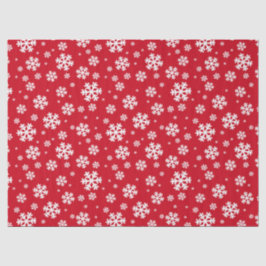 Papel De Seda Padrão Festivo de Flocos de Neve Vermelhos e Branc